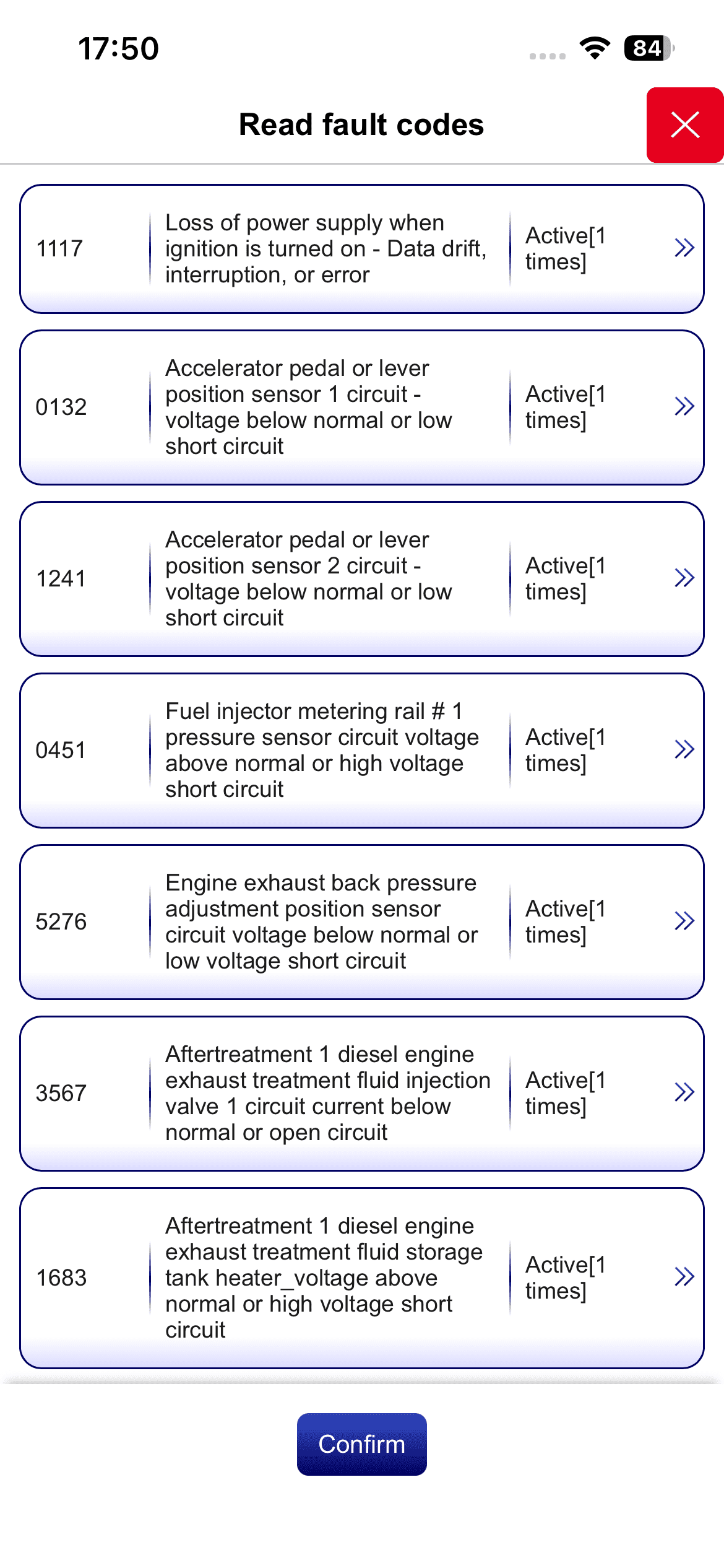 Projected Car Failures App Interface
